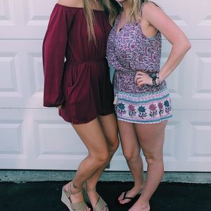 Maroon Velvet Romper